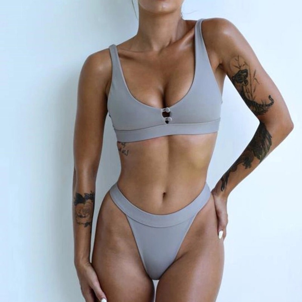 🆕Cher Gray High Waisted Bikini - Picture 2 of 7